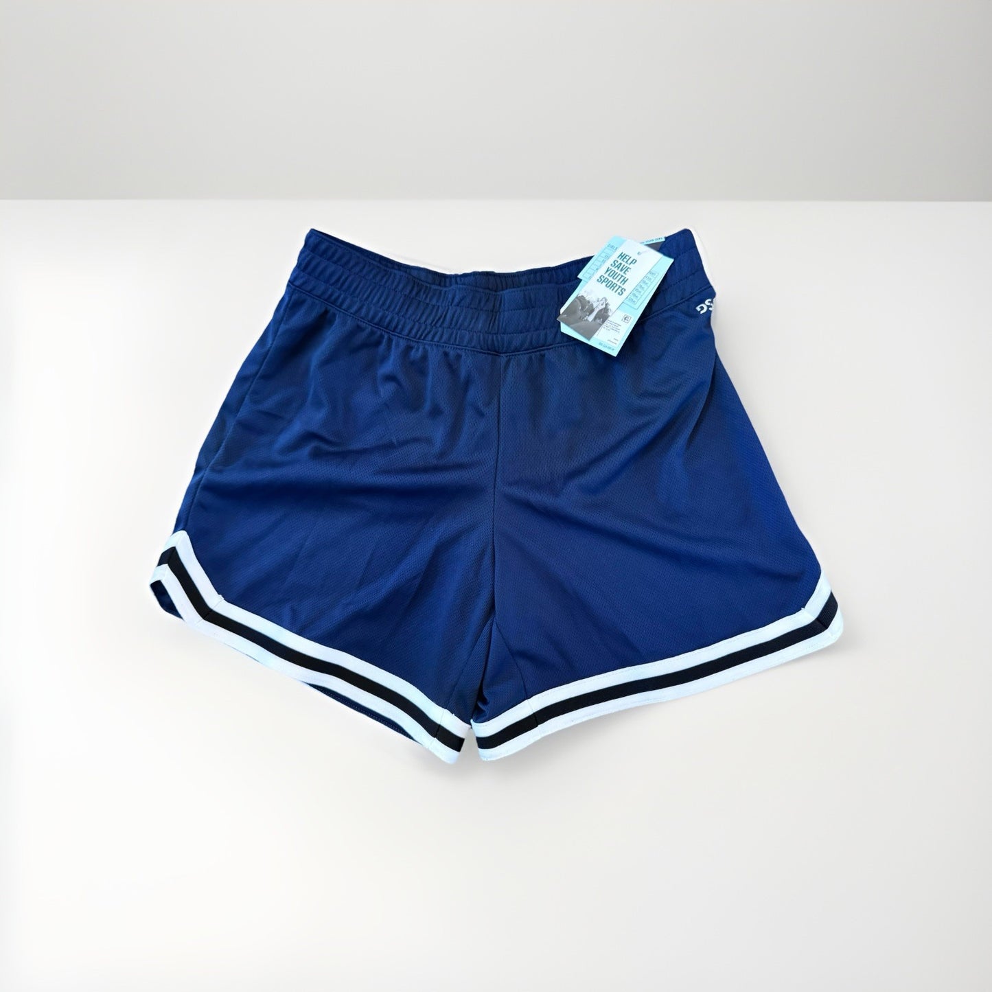 DSG Girls Navy Mesh Athletic Shorts Size L Mid Rise Relaxed Fit NWT