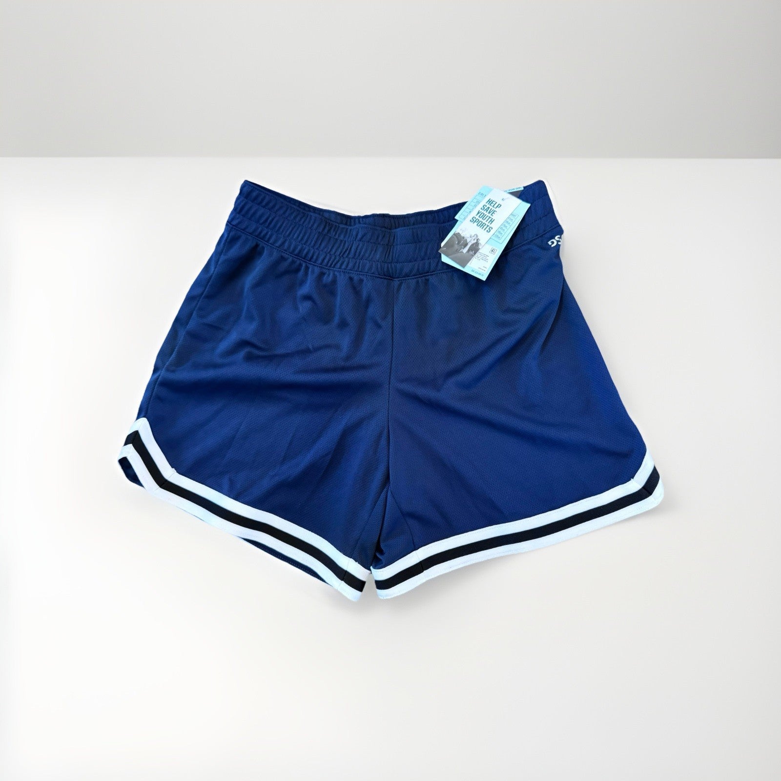 DSG Girls Navy Mesh Athletic Shorts Size L Mid Rise Relaxed Fit NWT