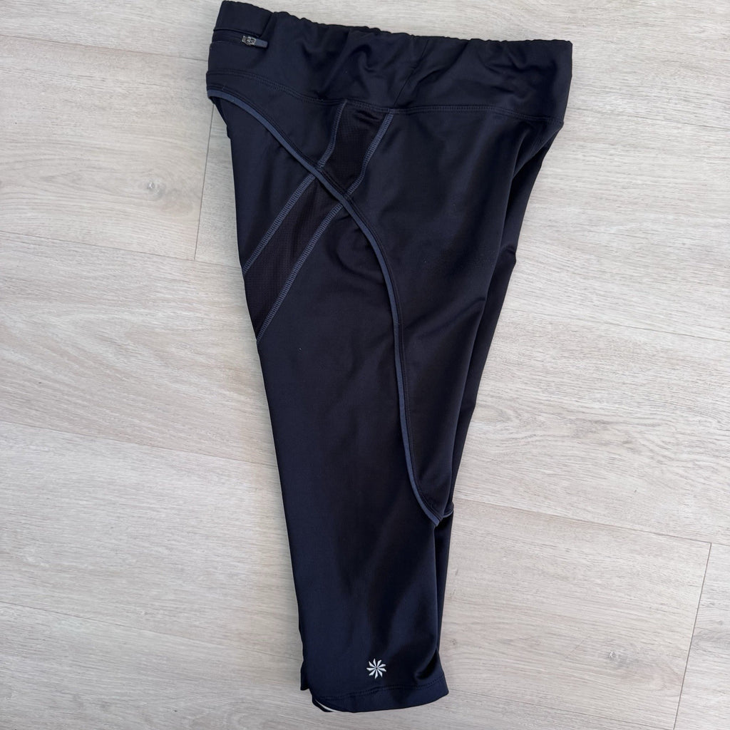 Athleta Women’s Cropped Leggings Small Black Athletic Running Zip Pocket