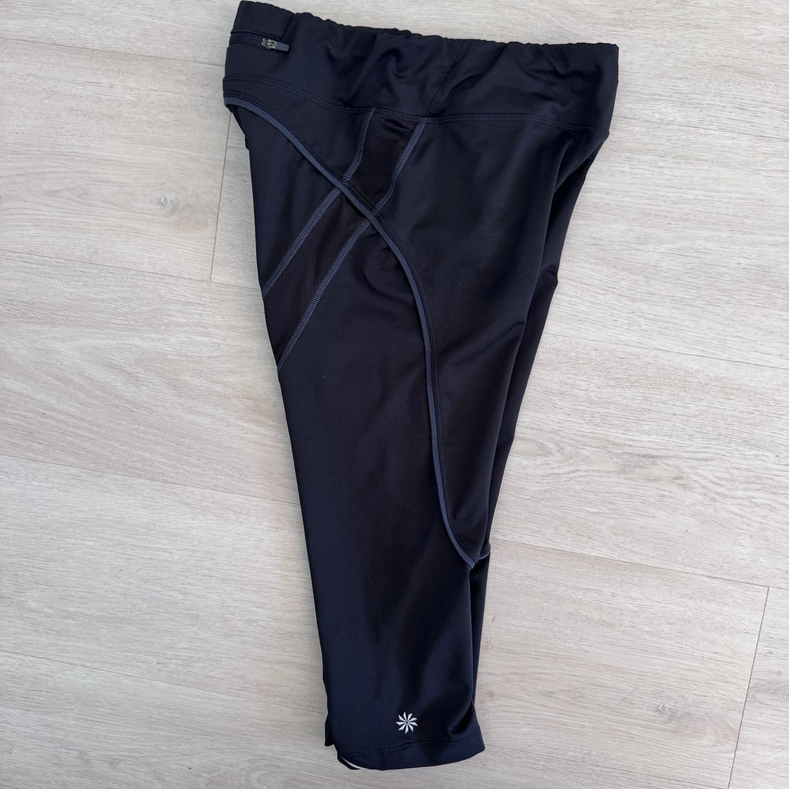 Athleta Women’s Cropped Leggings Small Black Athletic Running Zip Pocket