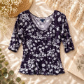American Eagle Outfitters Floral Empire Waist Top M-M Purple/brown Boho Women