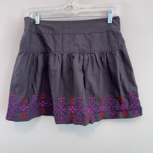 American Eagle Outfitters Gray Embroidered Boho Mini Skirt AEO Cotton Size M