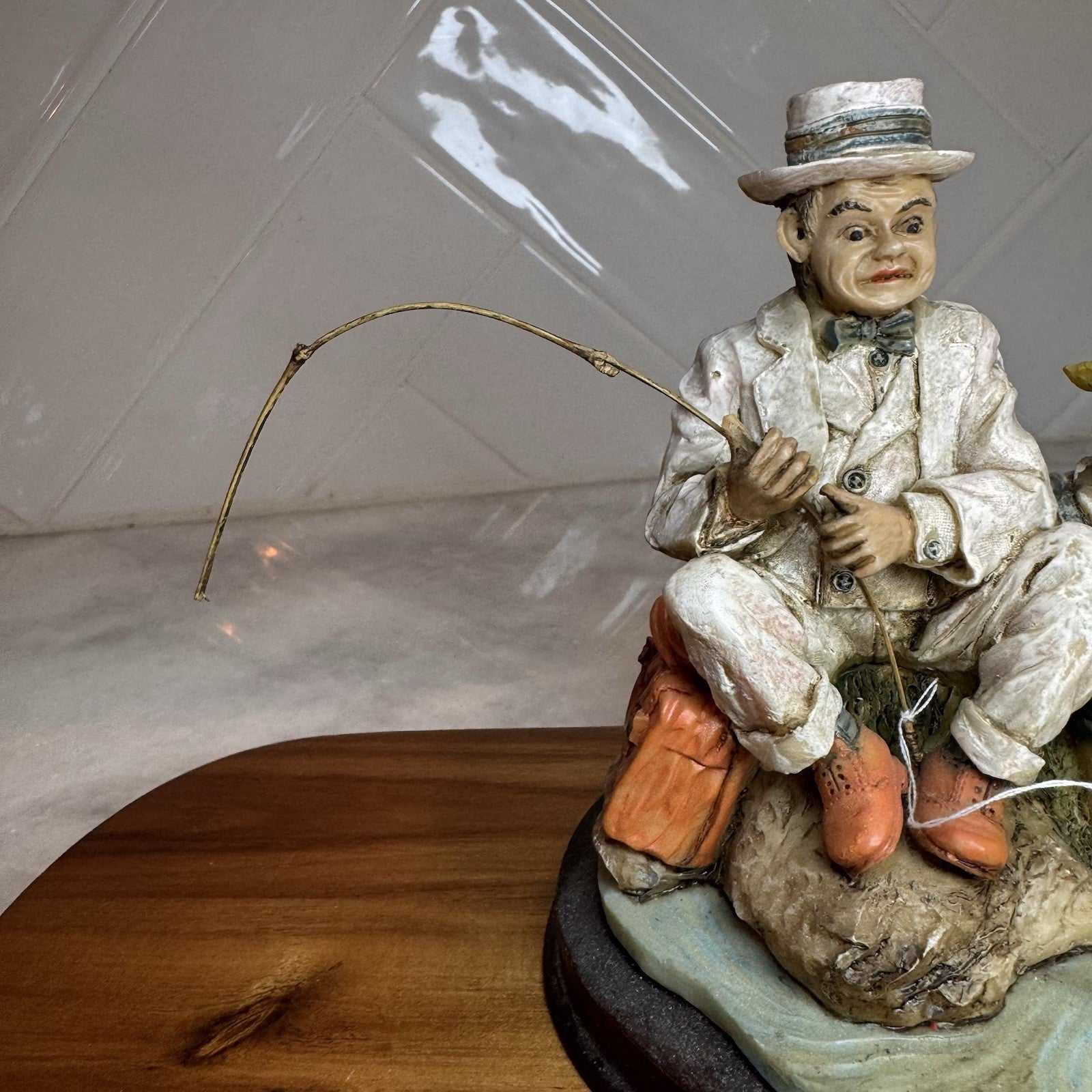 Vintage Americana Fishing Figurine - Father & Son / Grandfather & Boy 5inch