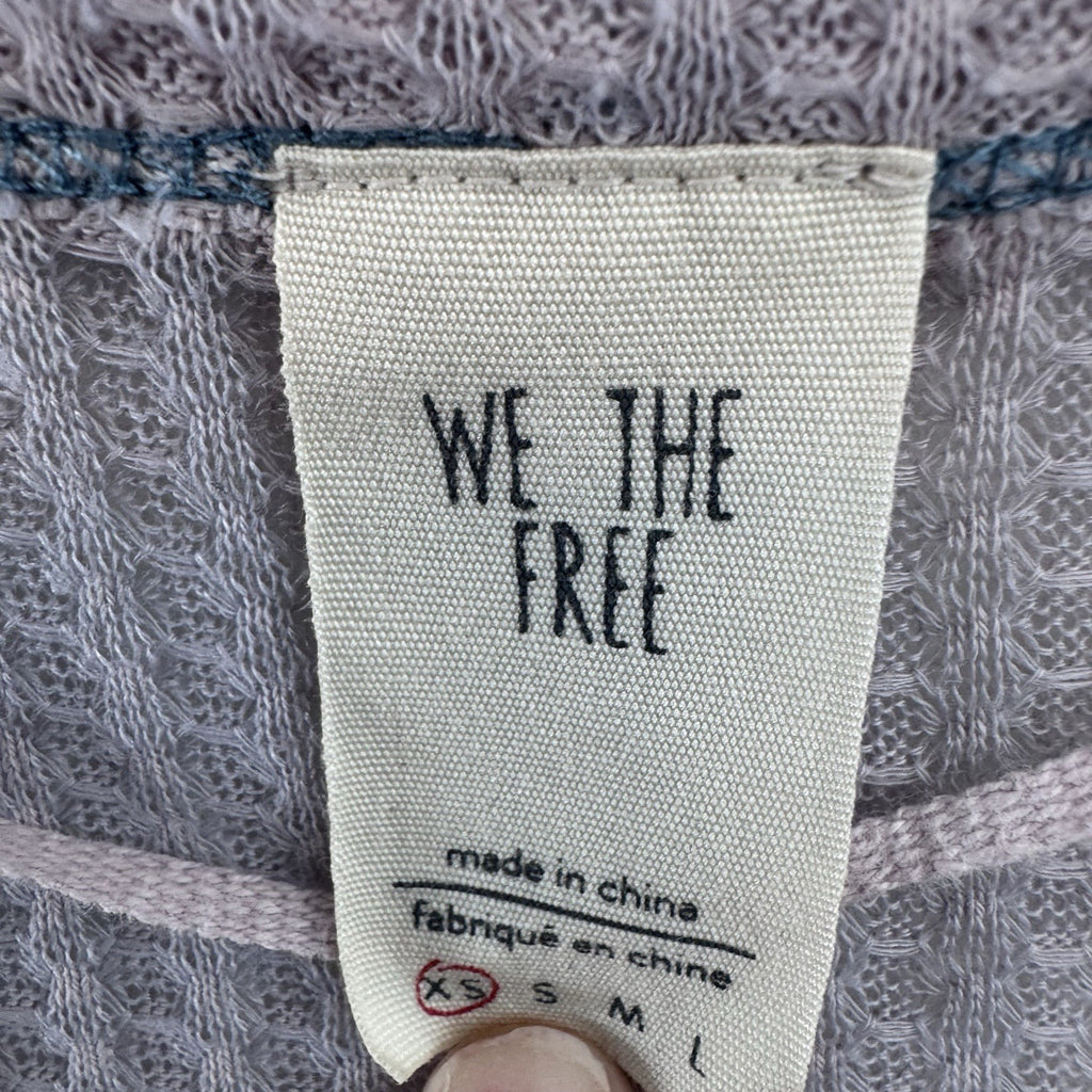We The Free XS Lavender Waffle Knit Bell Sleeve Thermal Boho Top