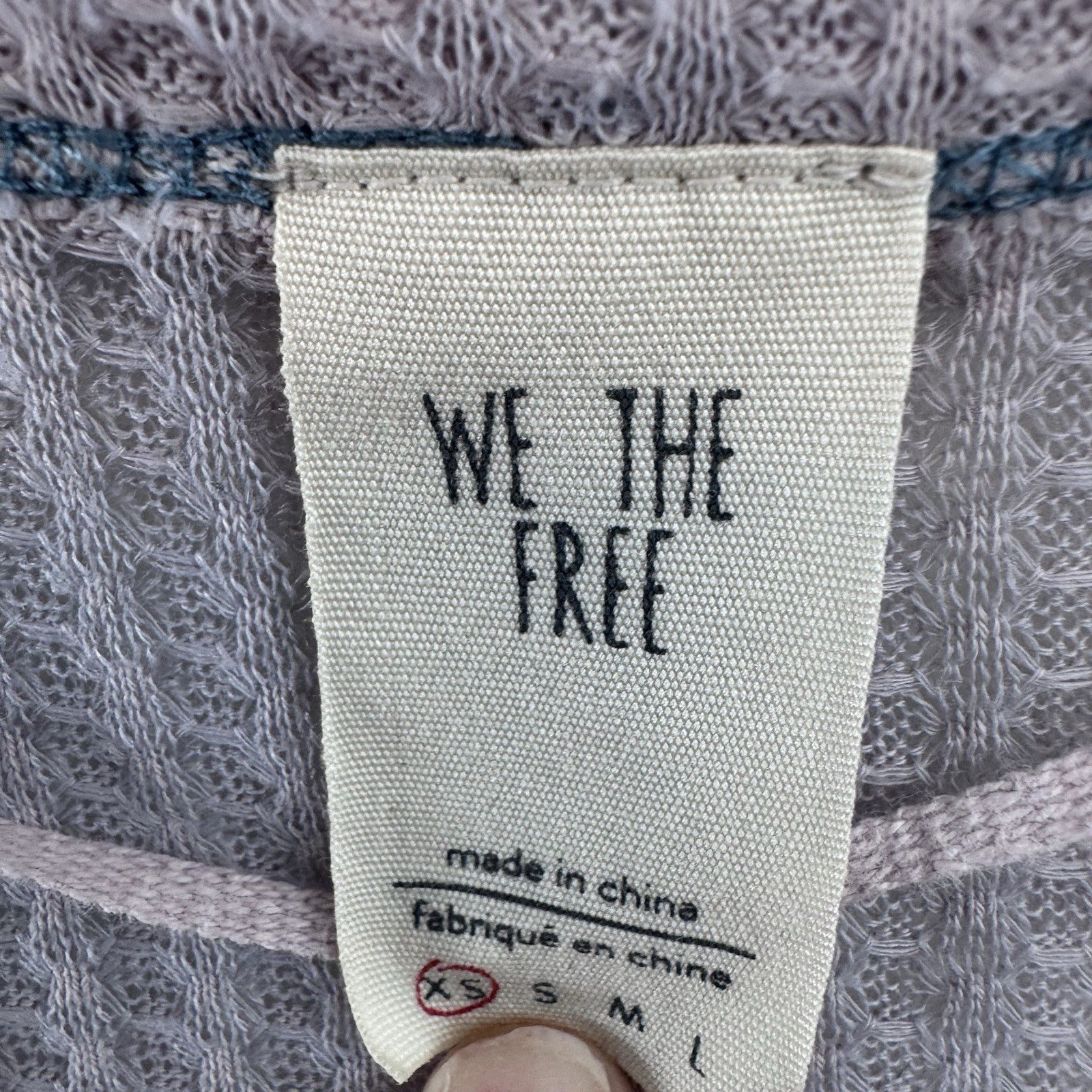 We The Free XS Lavender Waffle Knit Bell Sleeve Thermal Boho Top