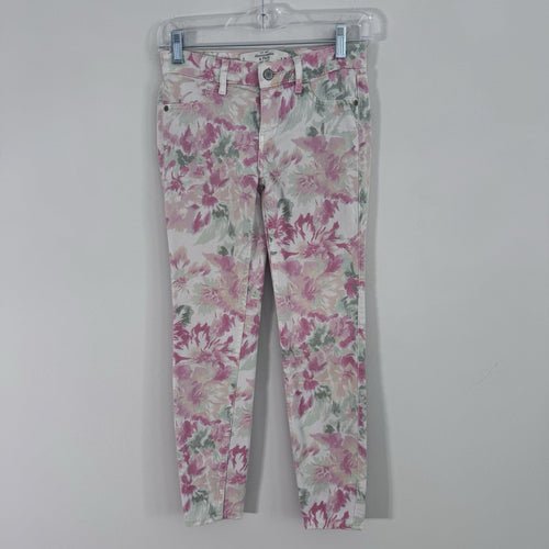 Abercrombie & Fitch Floral Skinny Jeans Womens Size 0 W25 Pink Stretch