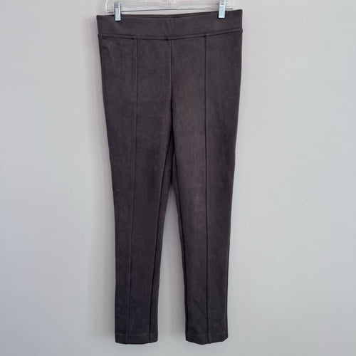 Andrew Marc Faux Suede Leggings Grey High Rise Slim Fit Stretch Pants Women's M