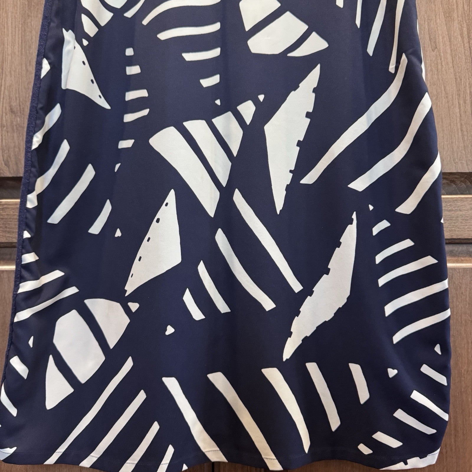 Lauren Ralph Lauren Sleeveless Abstract Print Shift Dress Navy White Size L