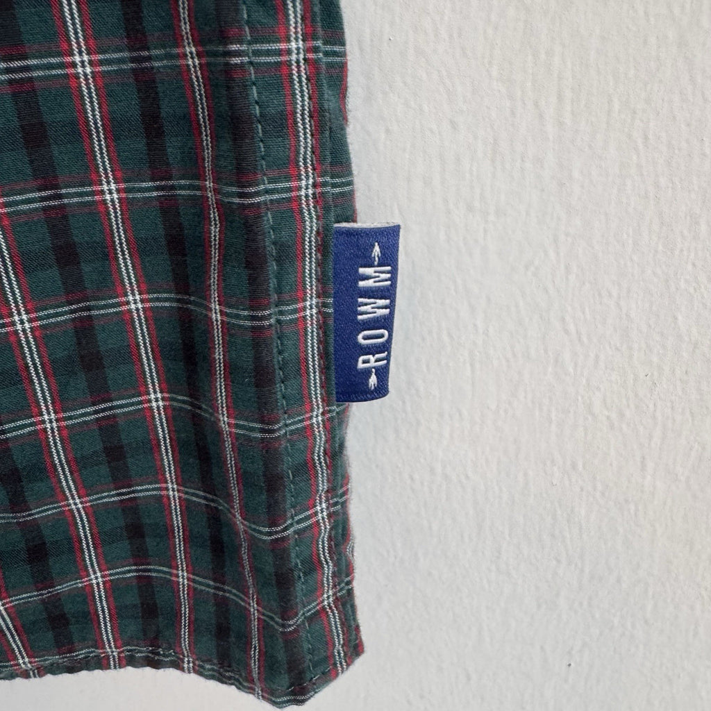 ROWM Plaid Button Down Shirt Mens M Green Red Made in Nicaragua Classic 