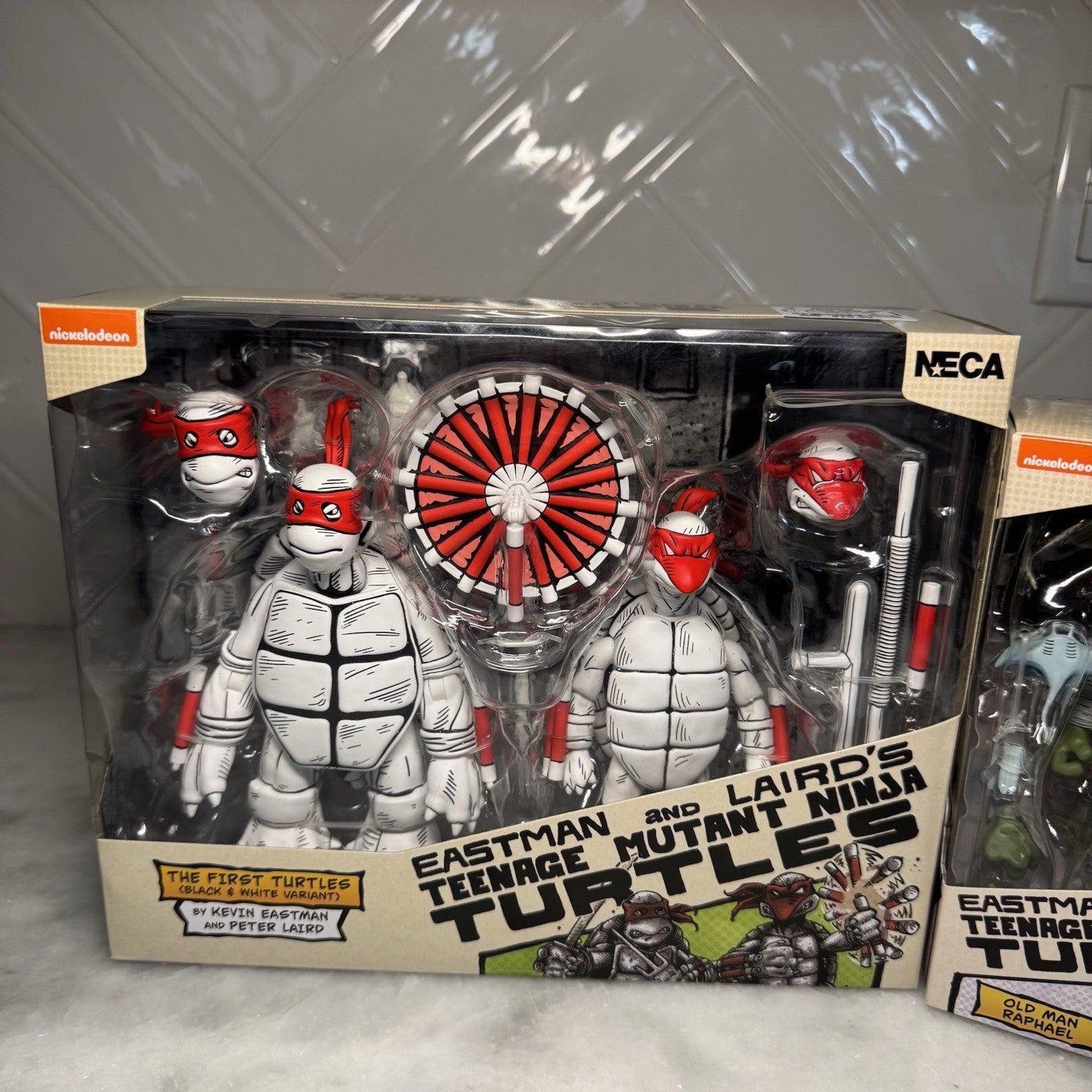 NECA TMNT Eastman Laird First Turtles B&W 2-Pack Old Man Raphael Lot