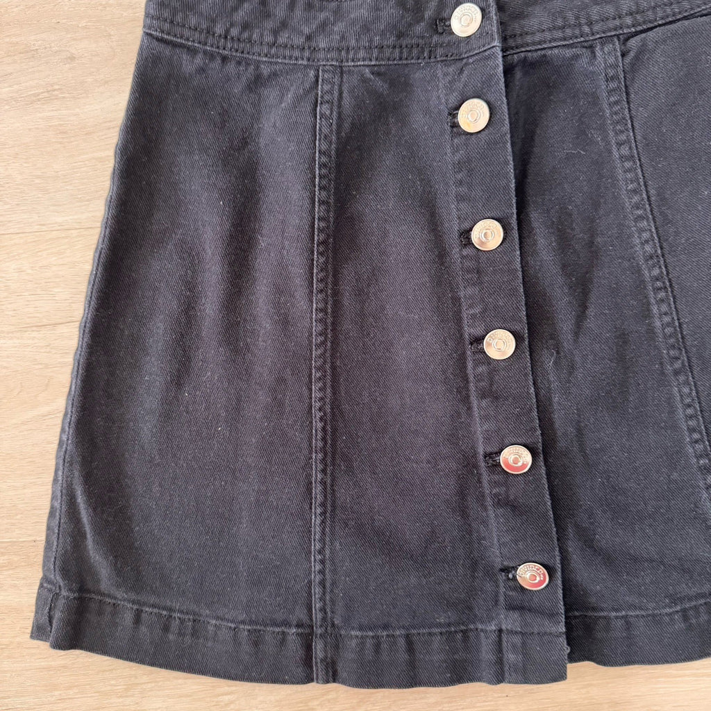 H&M Women’s Divided Black Button Front Mini Skirt Size 4 Y2K 90s
