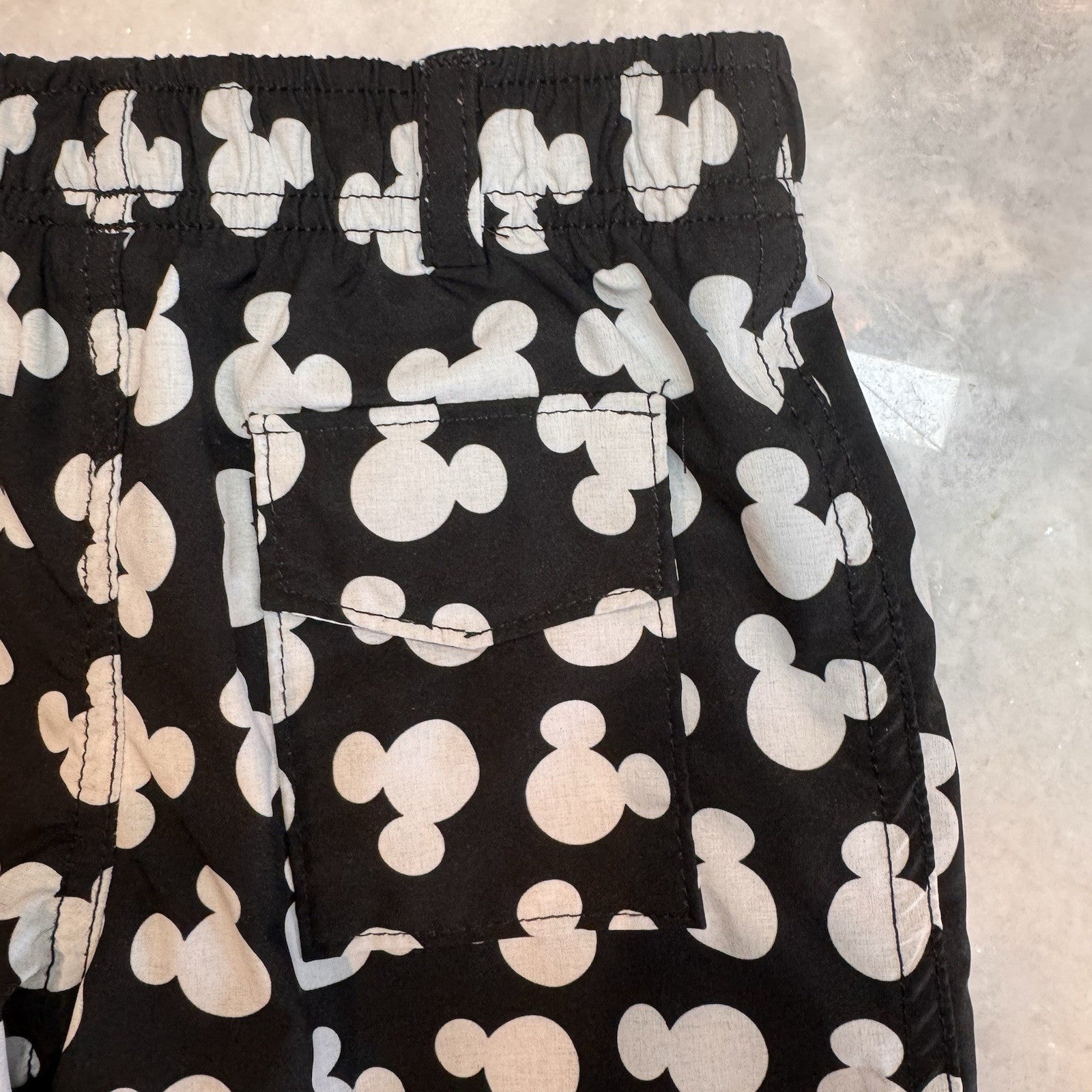 George Hats Mickey Mouse Board Shorts Boys 2-3T Black White Disney Swim Trunks