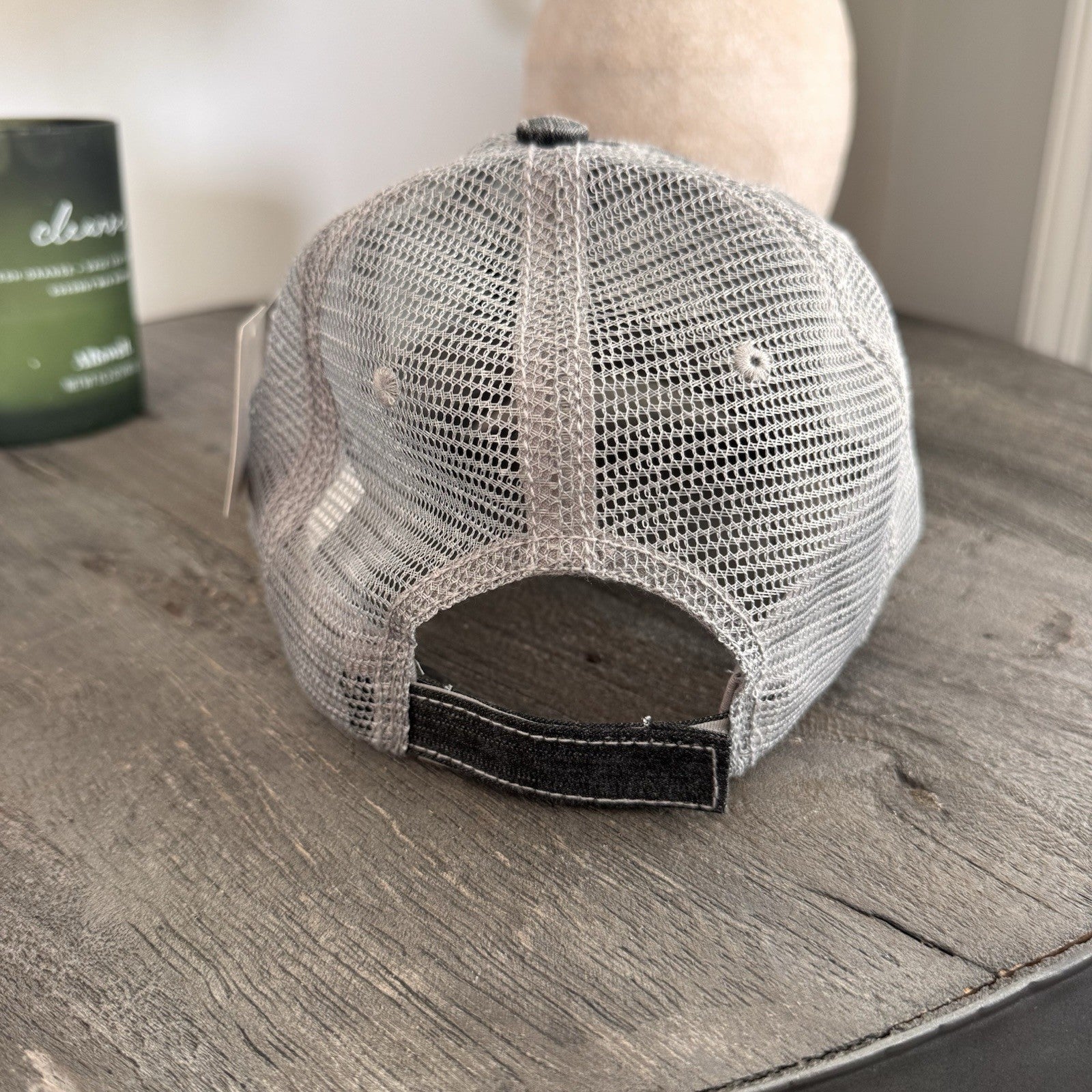 Katydid Rhythm & Roots Guitar Trucker Hat Distressed Black NWT  Boutique Music