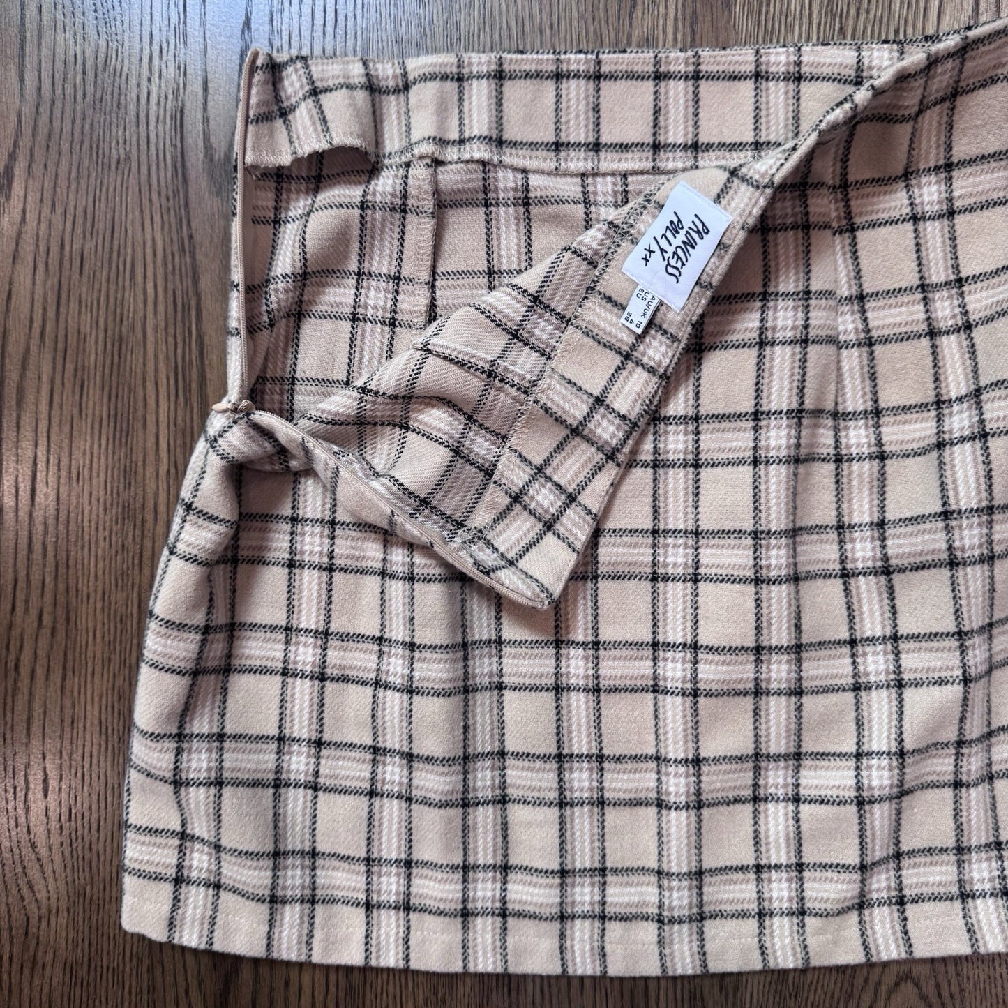 Princess Polly Tan Plaid Mini Skirt Size XS AU 6 US 2 Preppy Schoolgirl Academia