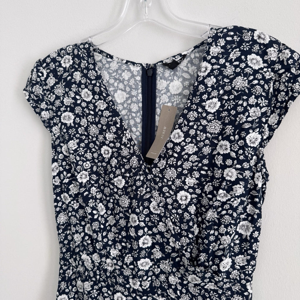 J.Crew Mercantile Navy Floral Dress 00 Ruffle Hem NWT