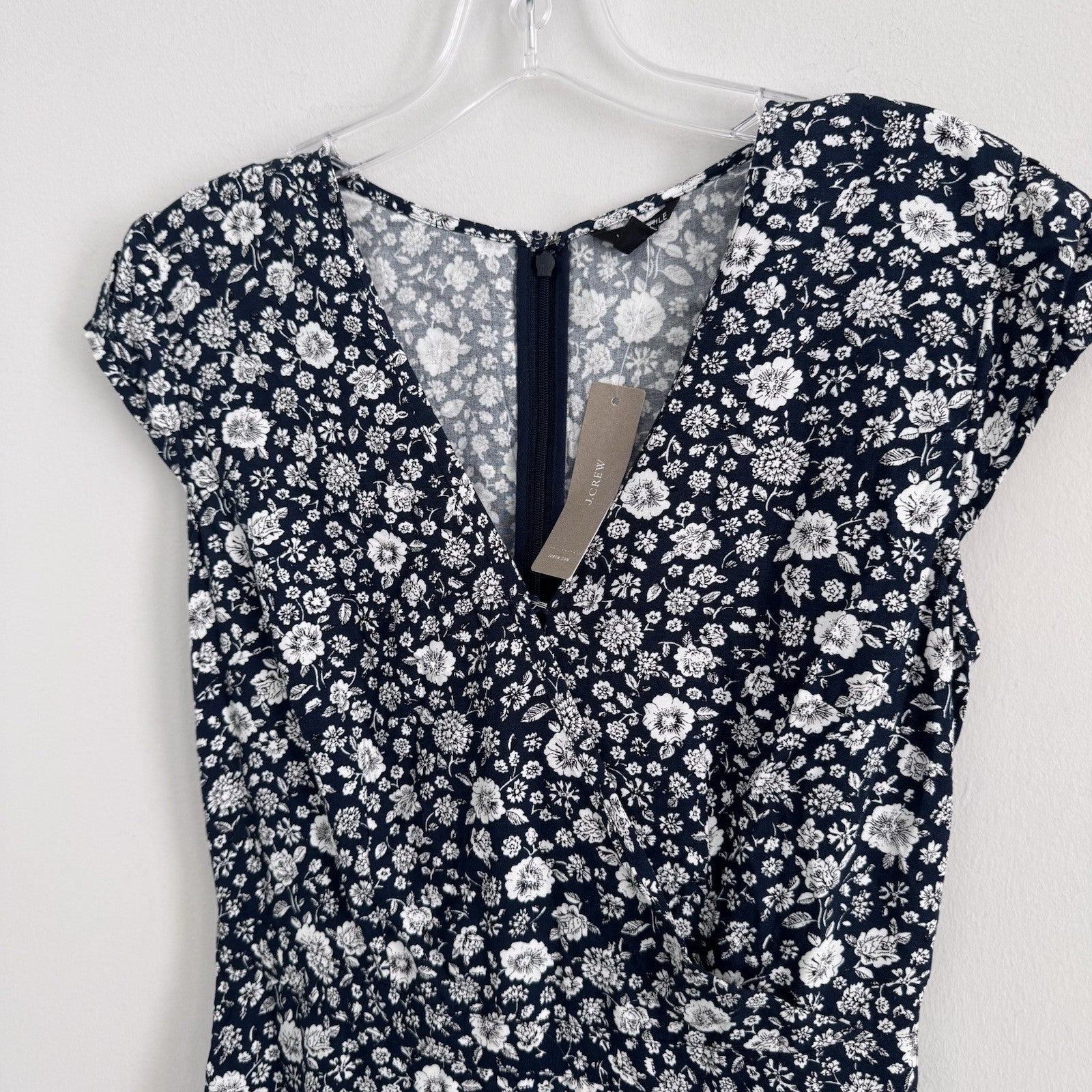 J.Crew Mercantile Navy Floral Dress 00 Ruffle Hem NWT