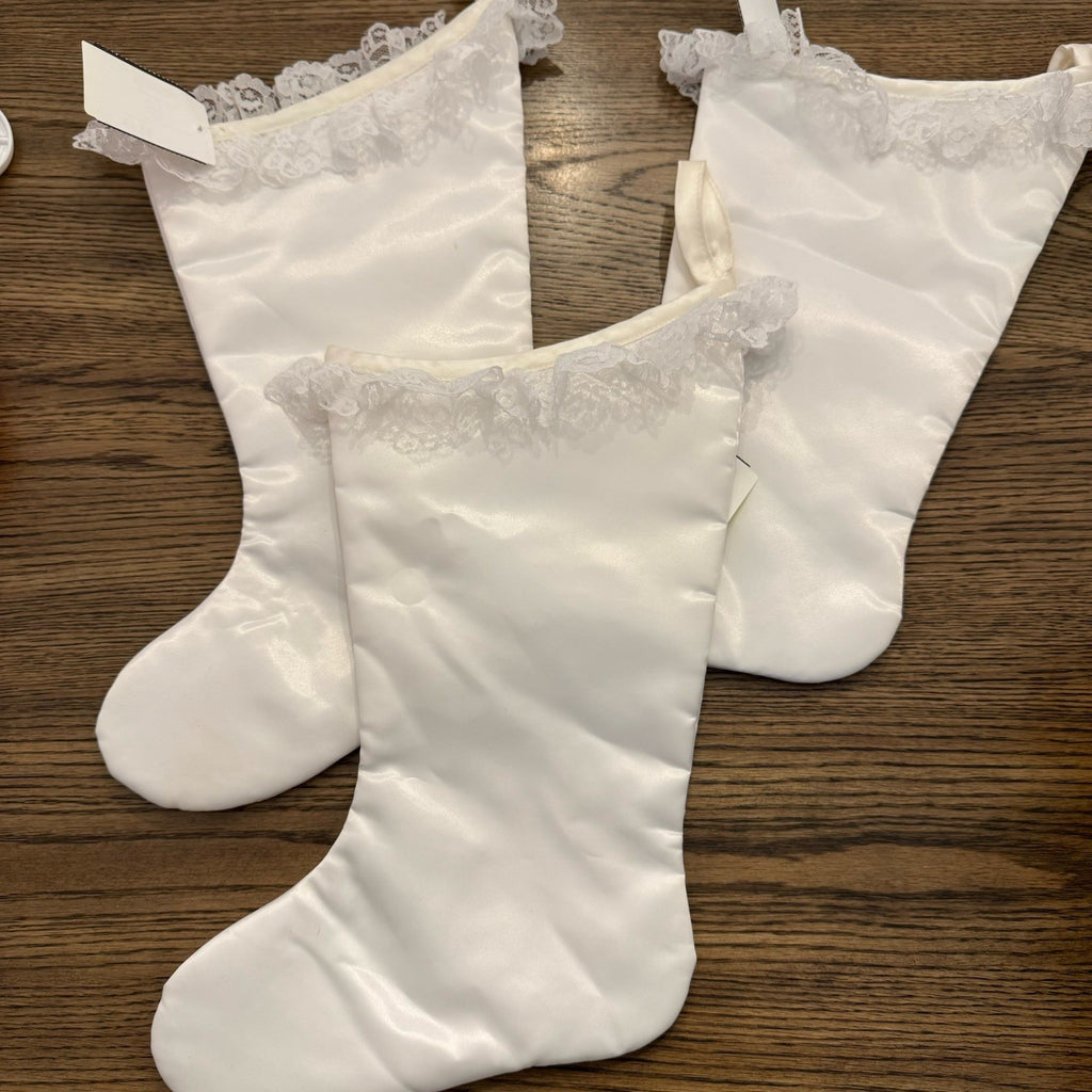 Lot Of Vintage Holly Babes White Stockings - Morehead Rare 1980s Satin Lace