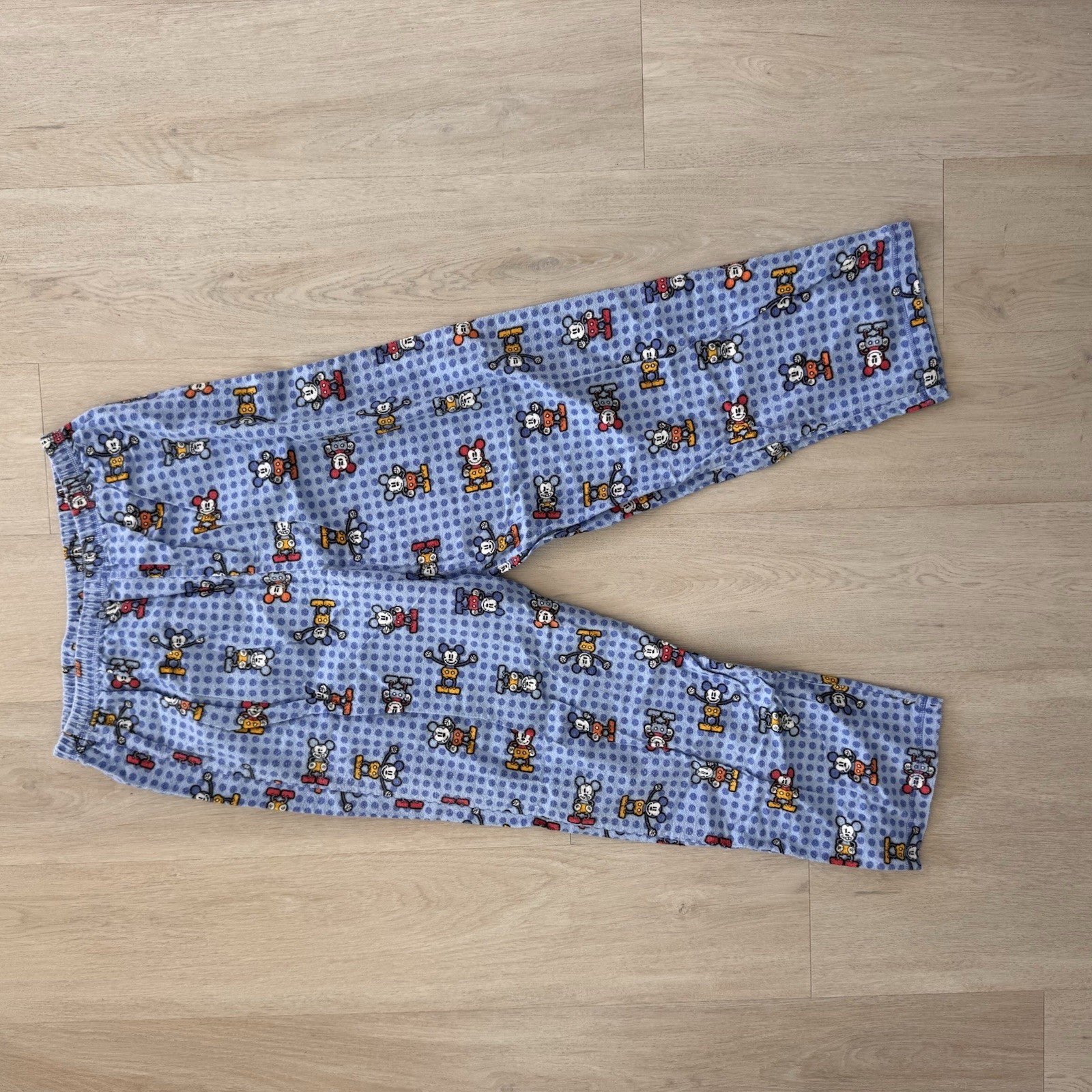 Vintage Mickey Mouse Pajama Set L Disney Flannel Sleepwear Y2K Lounge Set