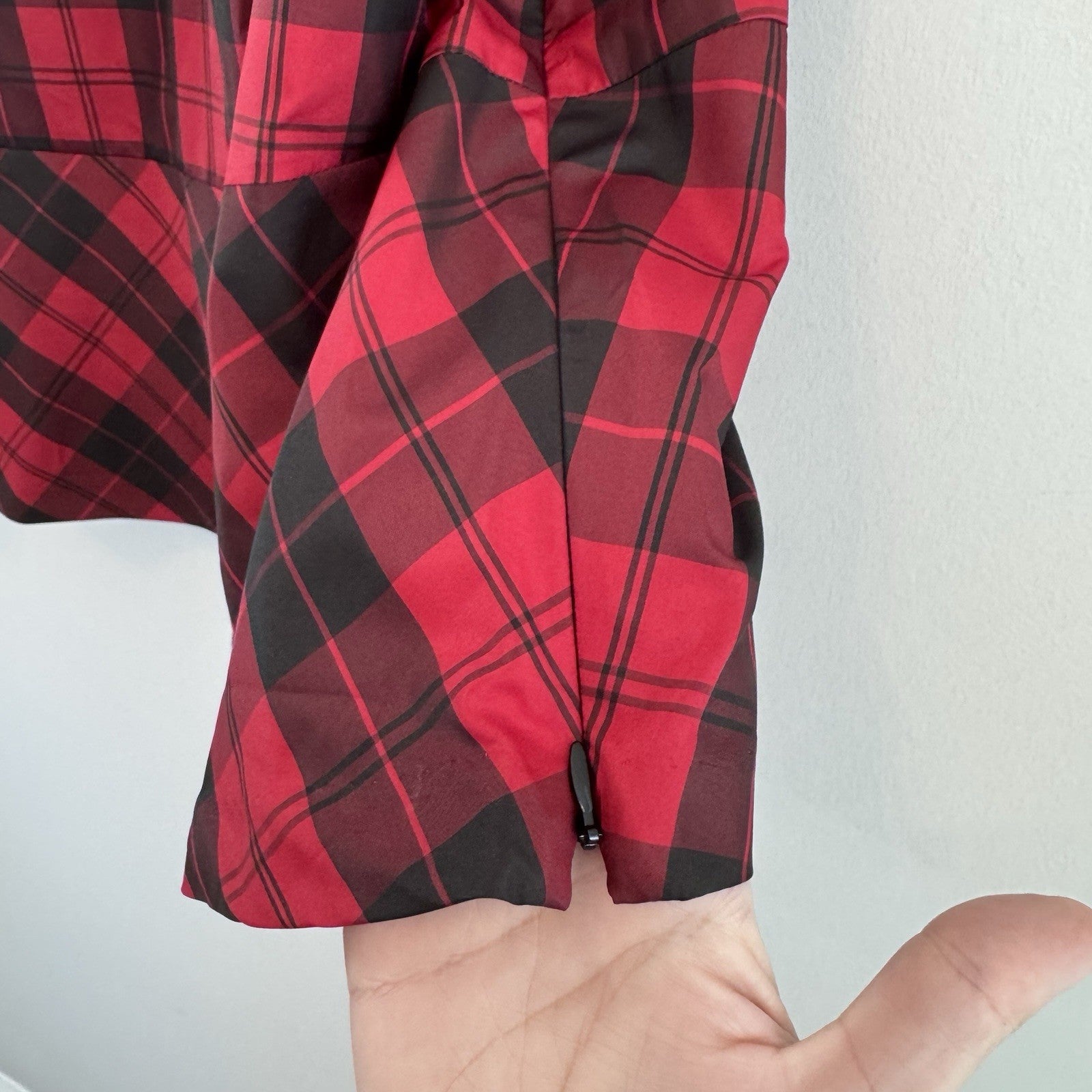 Talbots Woman 18W Red Black Plaid Peplum Sleeveless Blouse Top