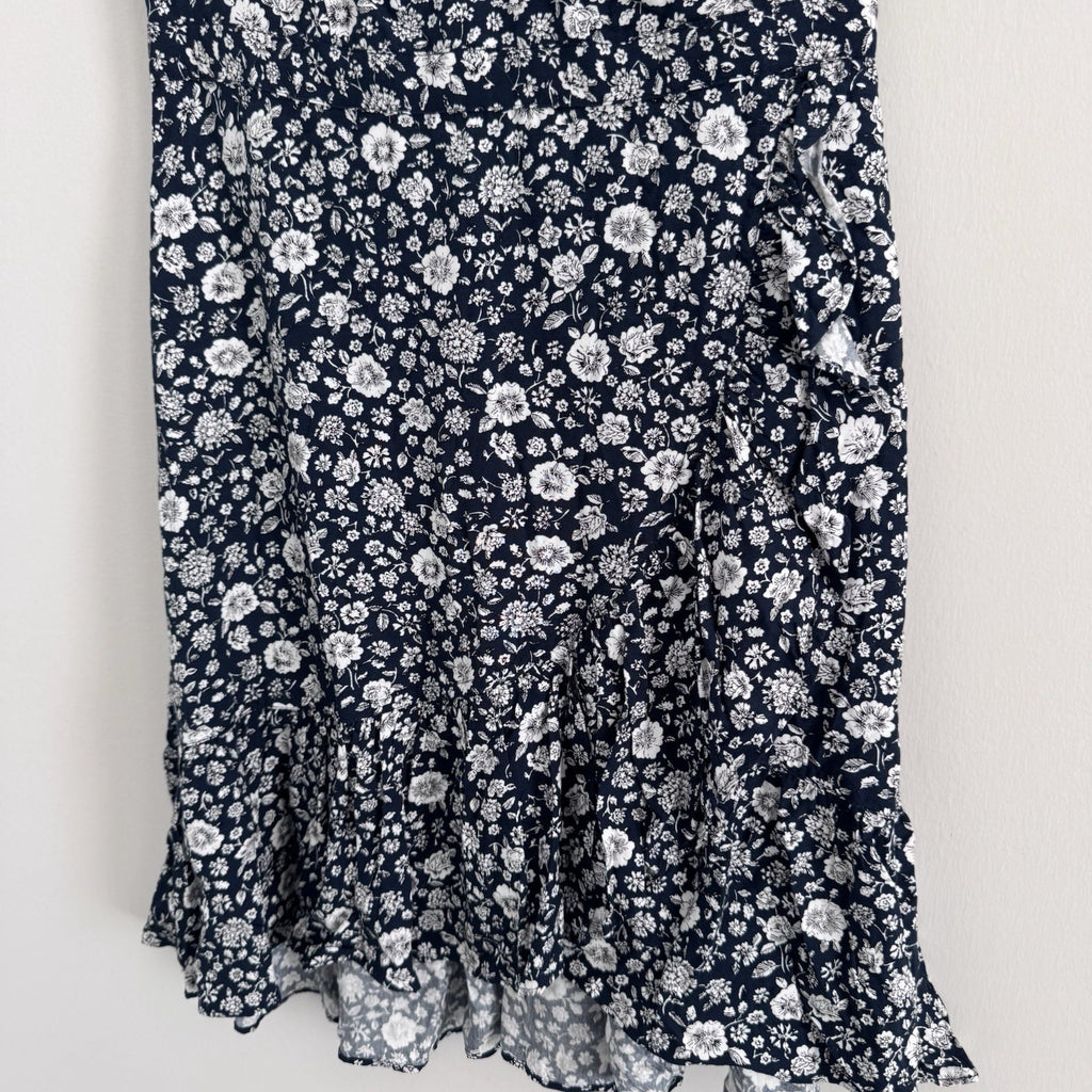 J.Crew Mercantile Navy Floral Dress 00 Ruffle Hem NWT