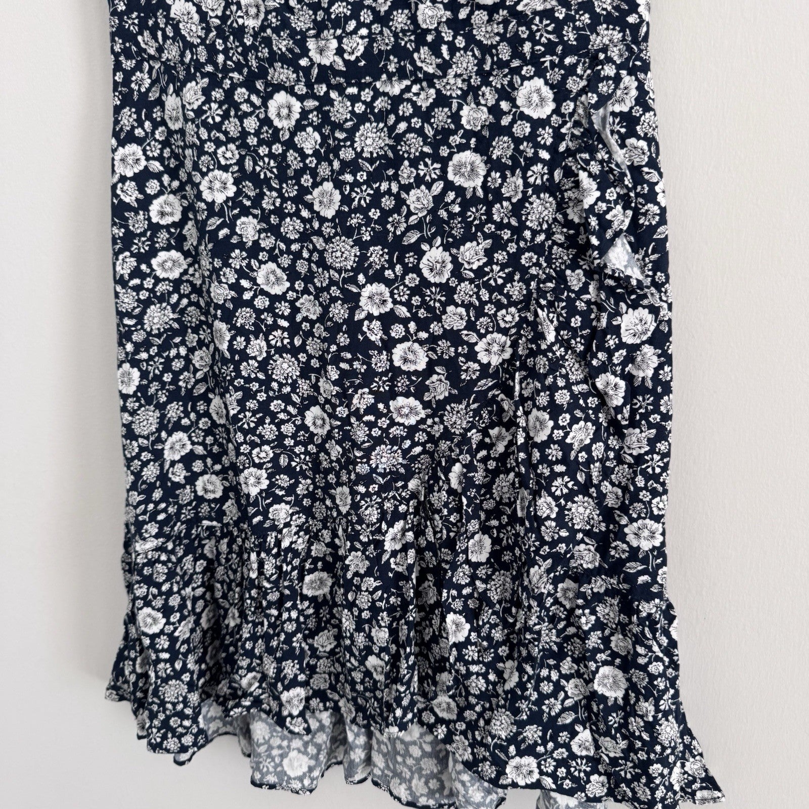 J.Crew Mercantile Navy Floral Dress 00 Ruffle Hem NWT