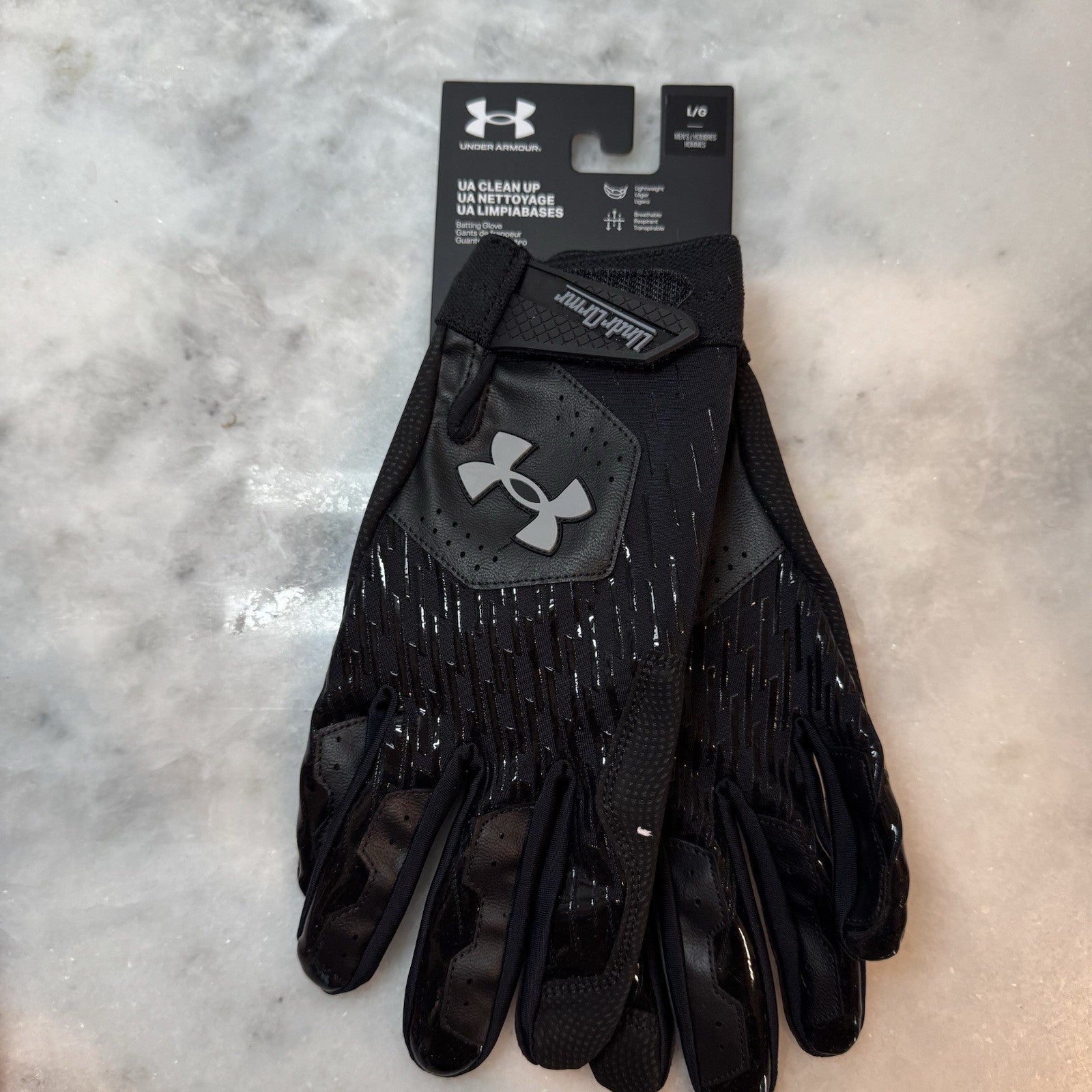 2025 Under Armour Men's UA Clean Up Batting Gloves BLACK Large NWT
