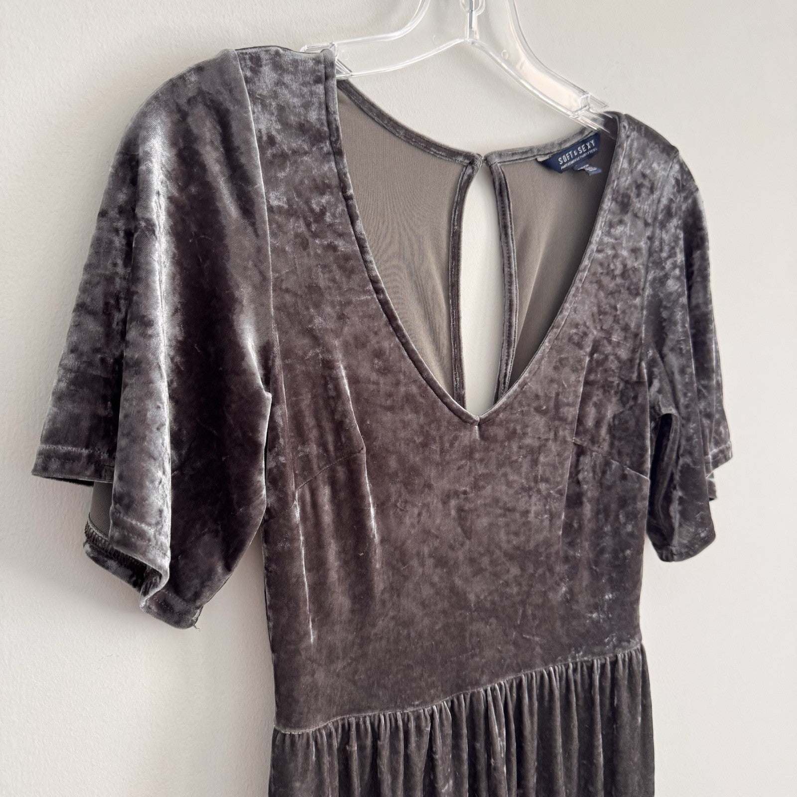 American Eagle Outfitters Soft & Sexy Womens Romper Crushed Velvet Dark Green S