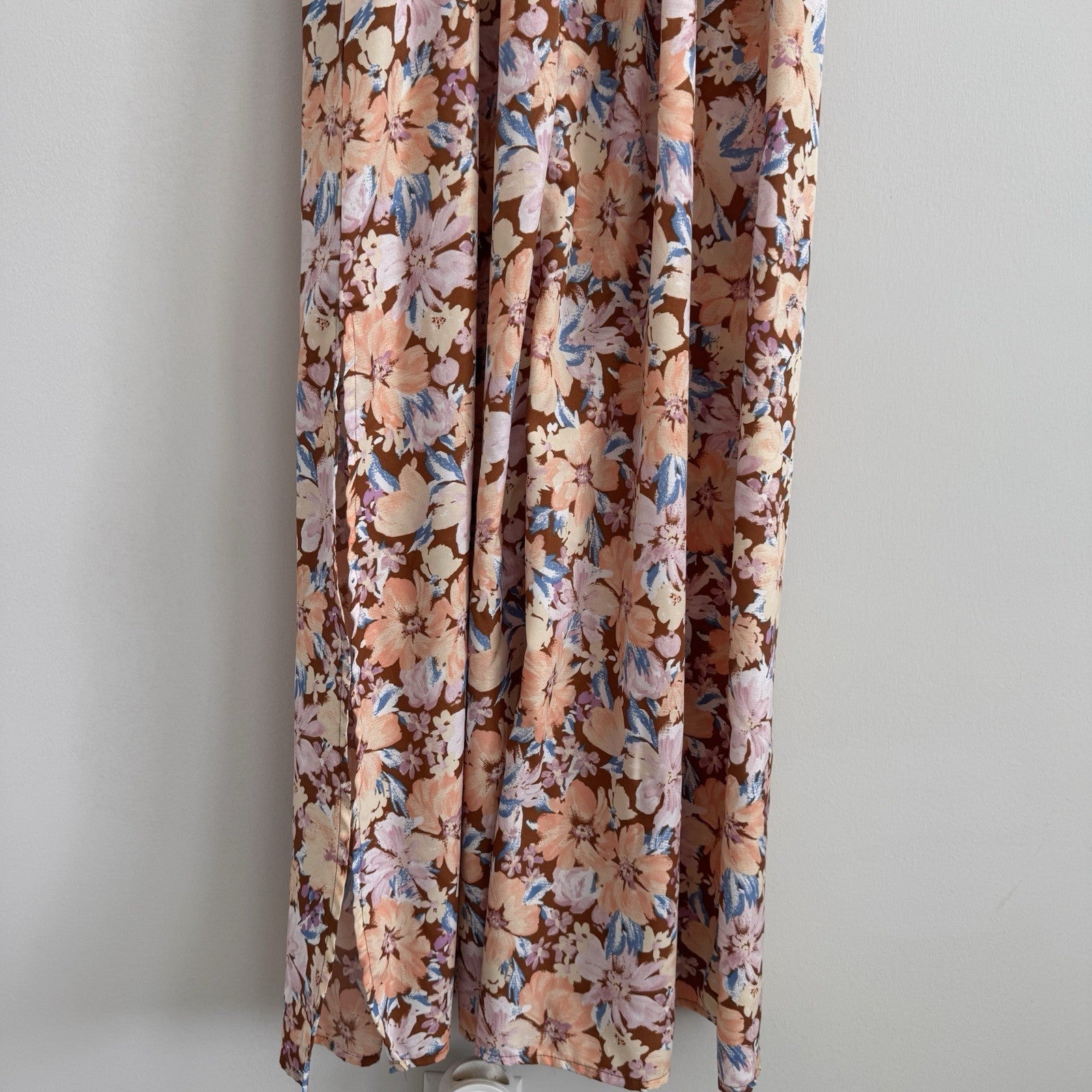 Band of the Free Floral Linen Maxi Dress Small Mauve Pink Smocked Corset Womens