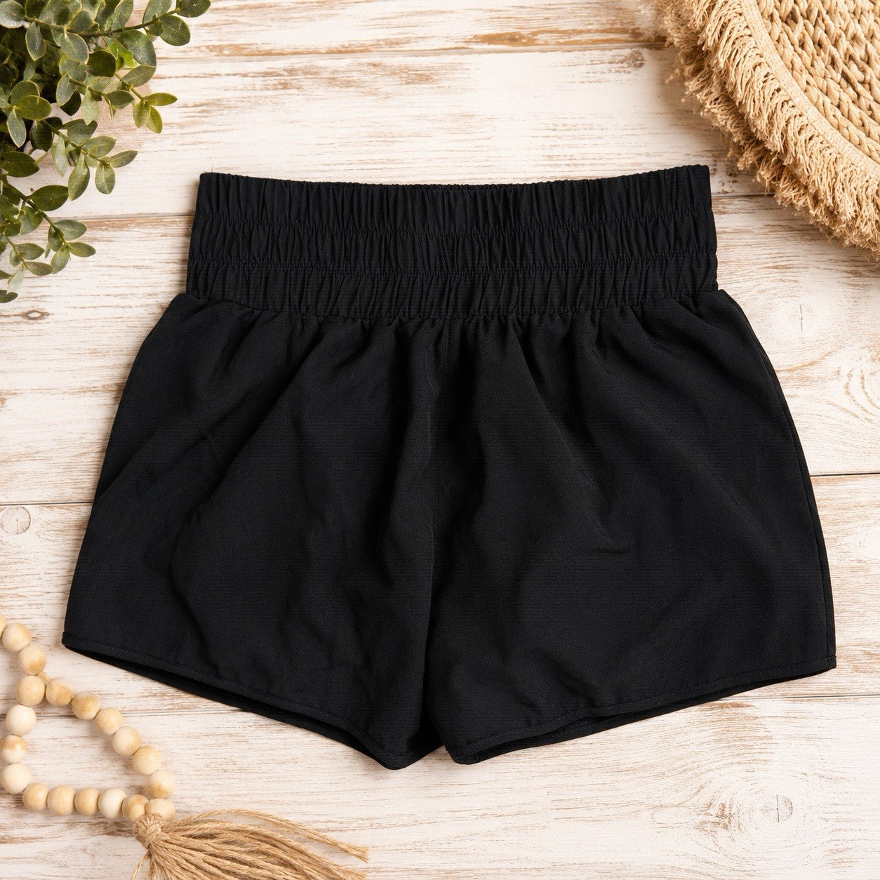 Pink Lily Wide Elastic Band Lined Lounge Athlete Shorts Black Size Large