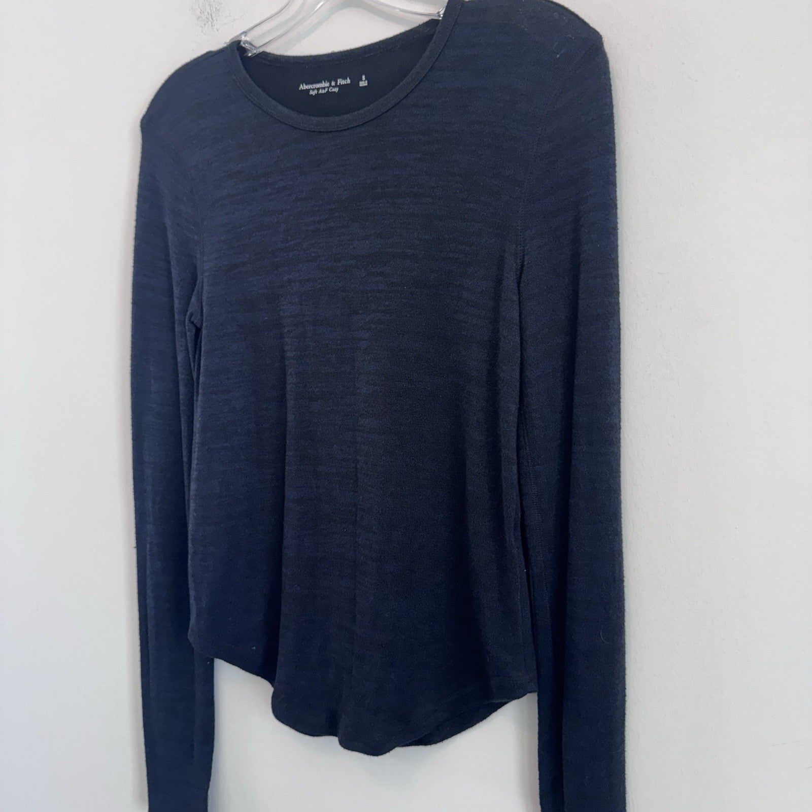 Abercrombie & Fitch Soft A&F Cozy Black Blue Long Sleeve Top Size Small