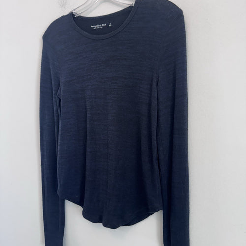 Abercrombie & Fitch Soft A&F Cozy Black Blue Long Sleeve Top Size Small