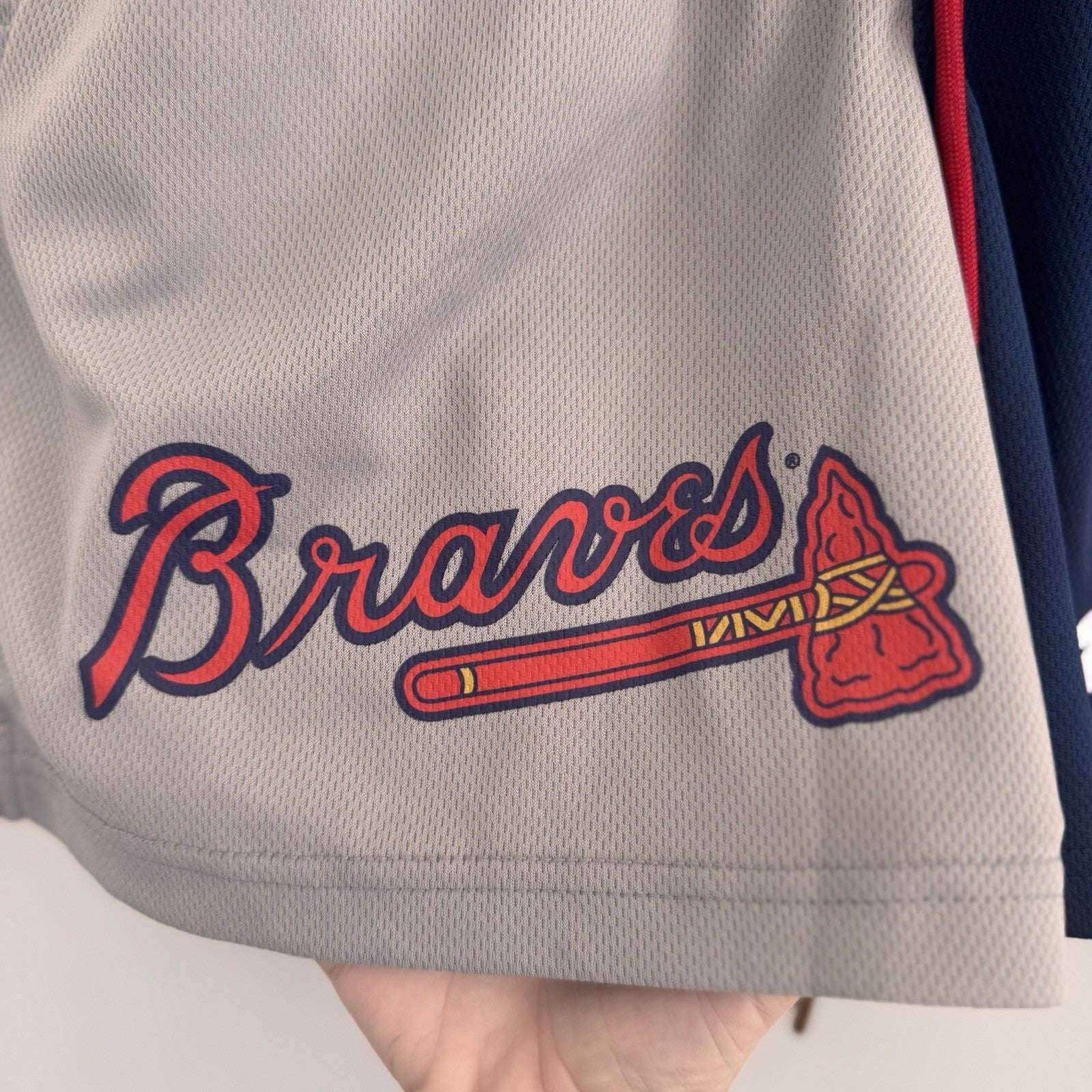 Baseballism x MLB Atlanta Braves Mesh Shorts NWT Split Home Away Gray Navy S $60