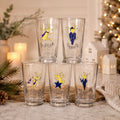 Pottery Barn Reindeer Glasses Set of 5 Footed 5.5" Tumblers Christmas vintage