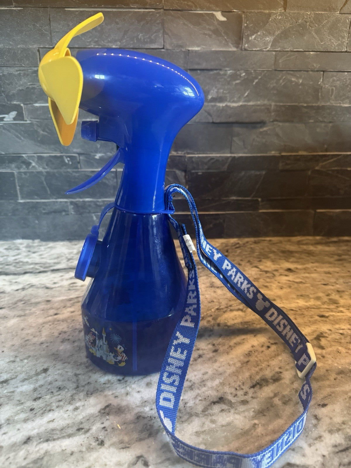 Walt Disney World Park Misting Water Bottle Spray Fan  w/ Lanyard (Tested)