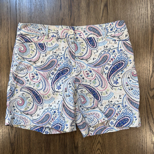 Talbots Petites Linen Cotton Blend Shorts 8P | Multicolor Paisley Print
