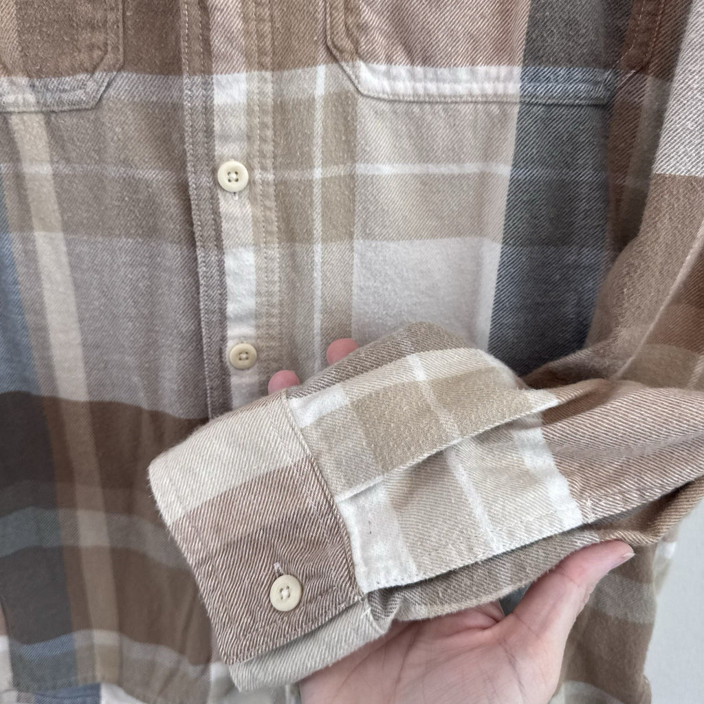 American Eagle Hooded Flannel Shirt XS Plaid Button Front Removable Hood