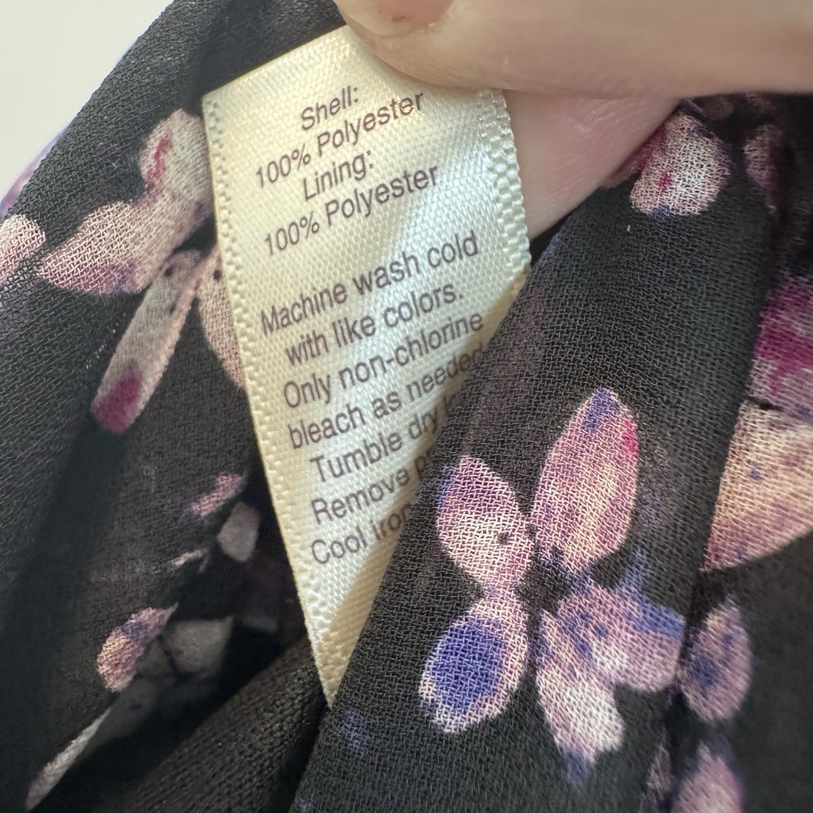 EST. 1946 Women’s Floral Smocked Ruffle Dress Black Purple Size S Lined CATOS