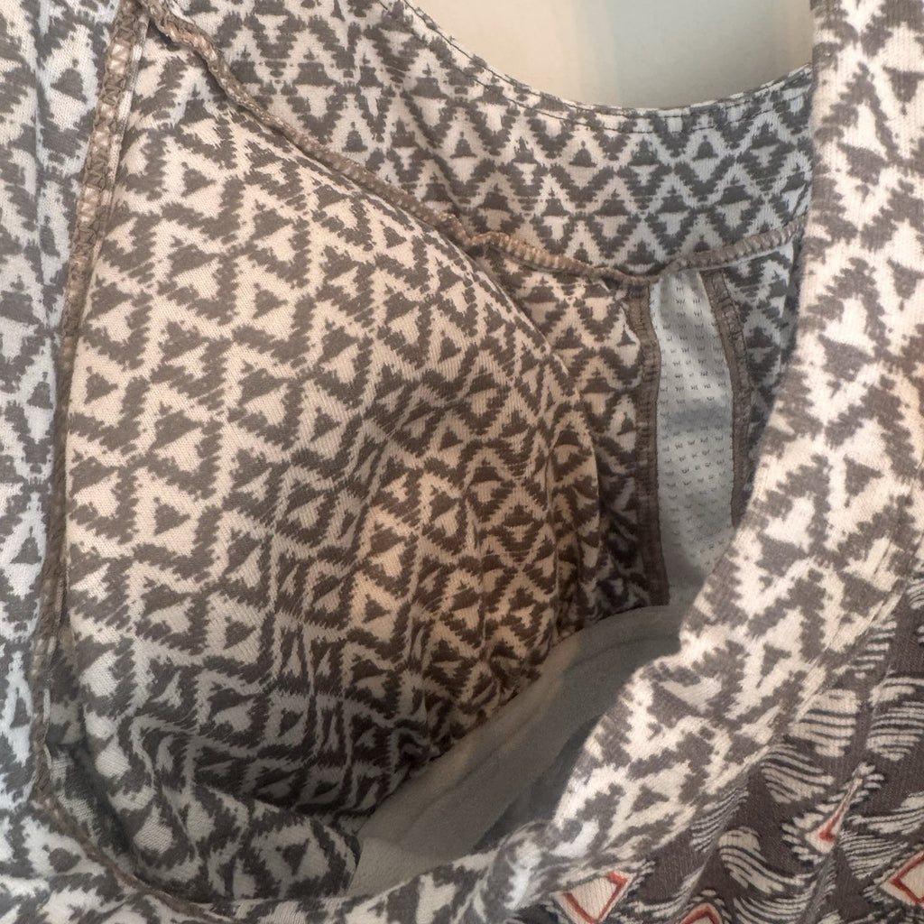 prAna Womens Small Gray Geometric Racerback Athletic Dress Built-in Shelf Bra