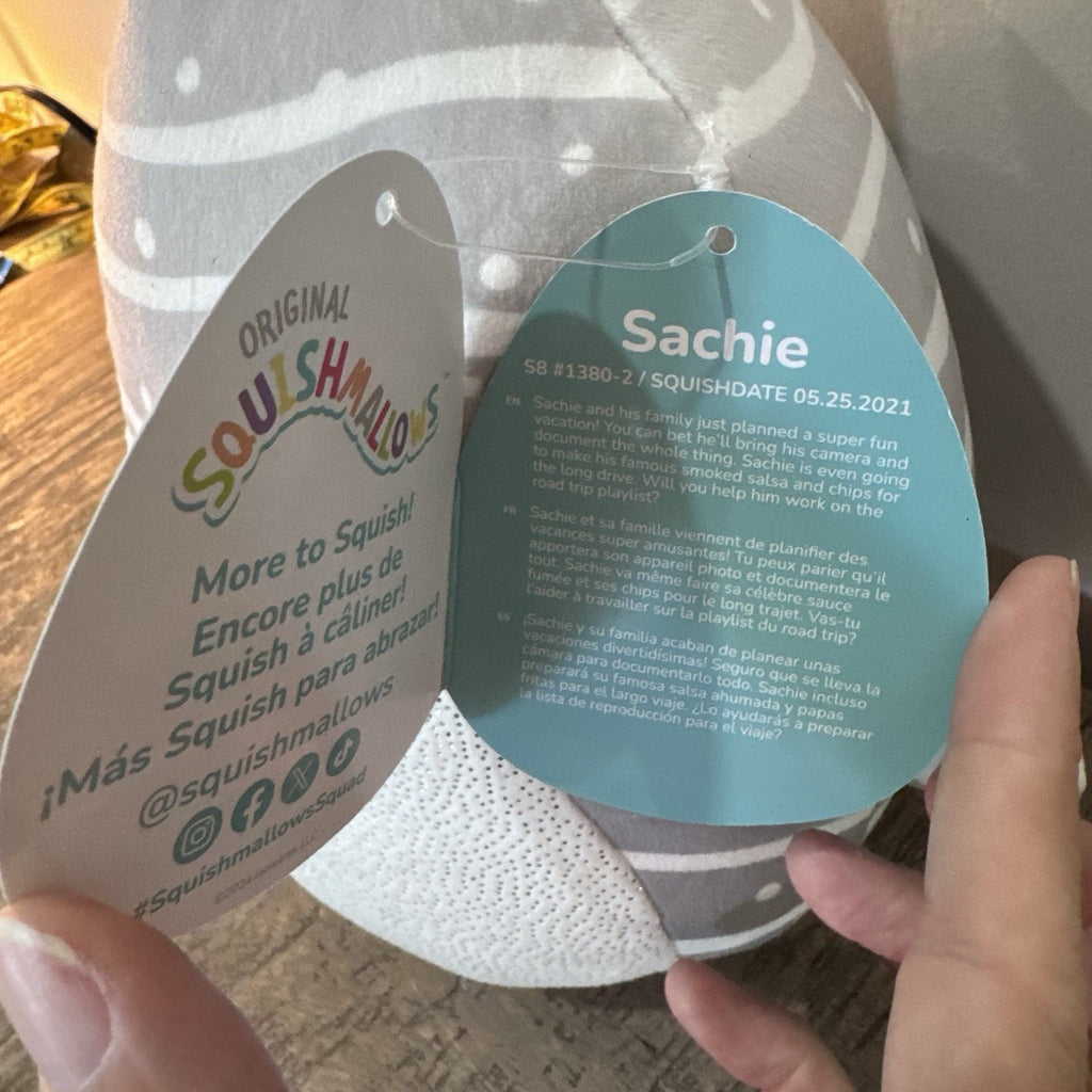 Squishmallows Sachie The Winking Gray Whale Shark 8" Plush Sparkle Belly 2021