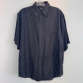 Montage Pour Homme Vintage 100% Silk Shirt Mens Small Black S/S Button Down