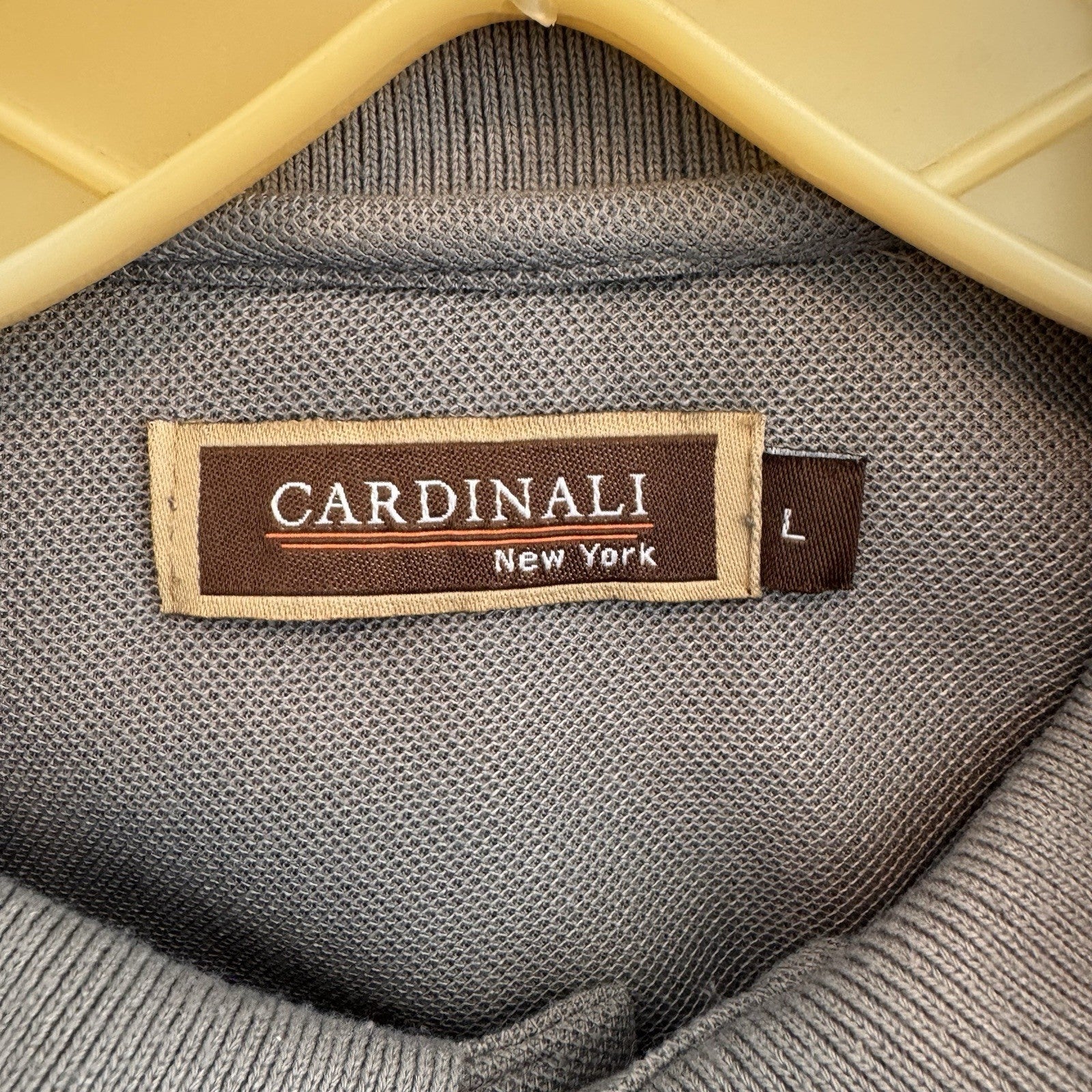 Cardinali New York Men's Large Polo Shirt Gray Diamond Grid Retro Geometric VTG