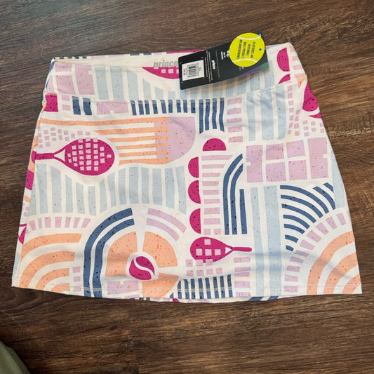 Prince Girls Tennis Skort L 14 Playground White Print Built-In Shorts NWT $40