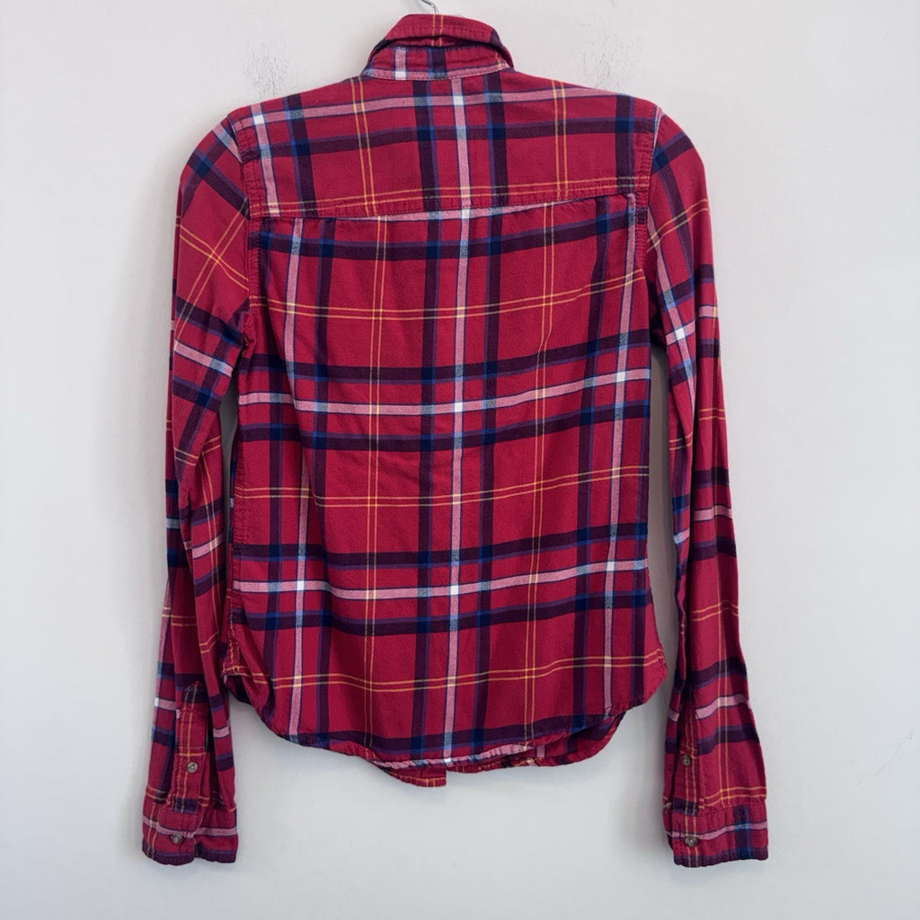 Abercrombie & Fitch Plaid Button Up Shirt XS Red Pink Cotton Flannel
