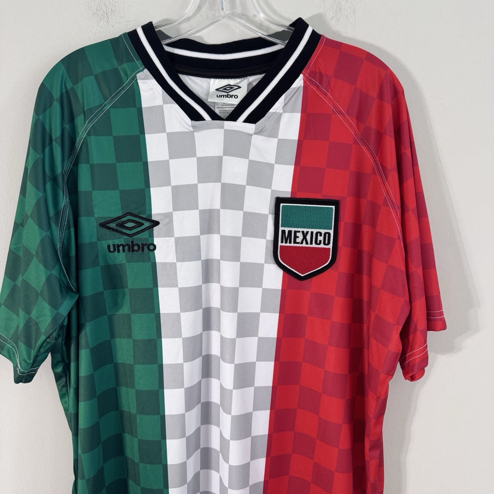 NWT Umbro Mexico Fútbol Soccer Jersey Retro Checkered Style Men’s Size Small