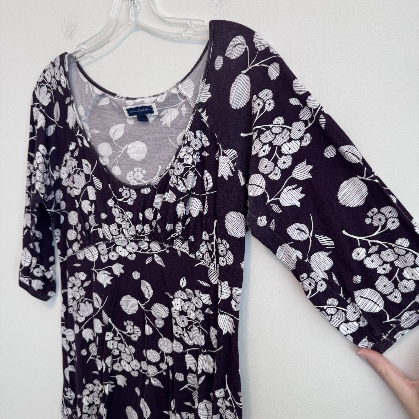 American Eagle Outfitters Floral Empire Waist Top M-M Purple/brown Boho Women