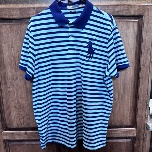 Polo Ralph Lauren Men’s Custom Slim Fit Striped Polo Shirt Blue Navy xLarge Pony
