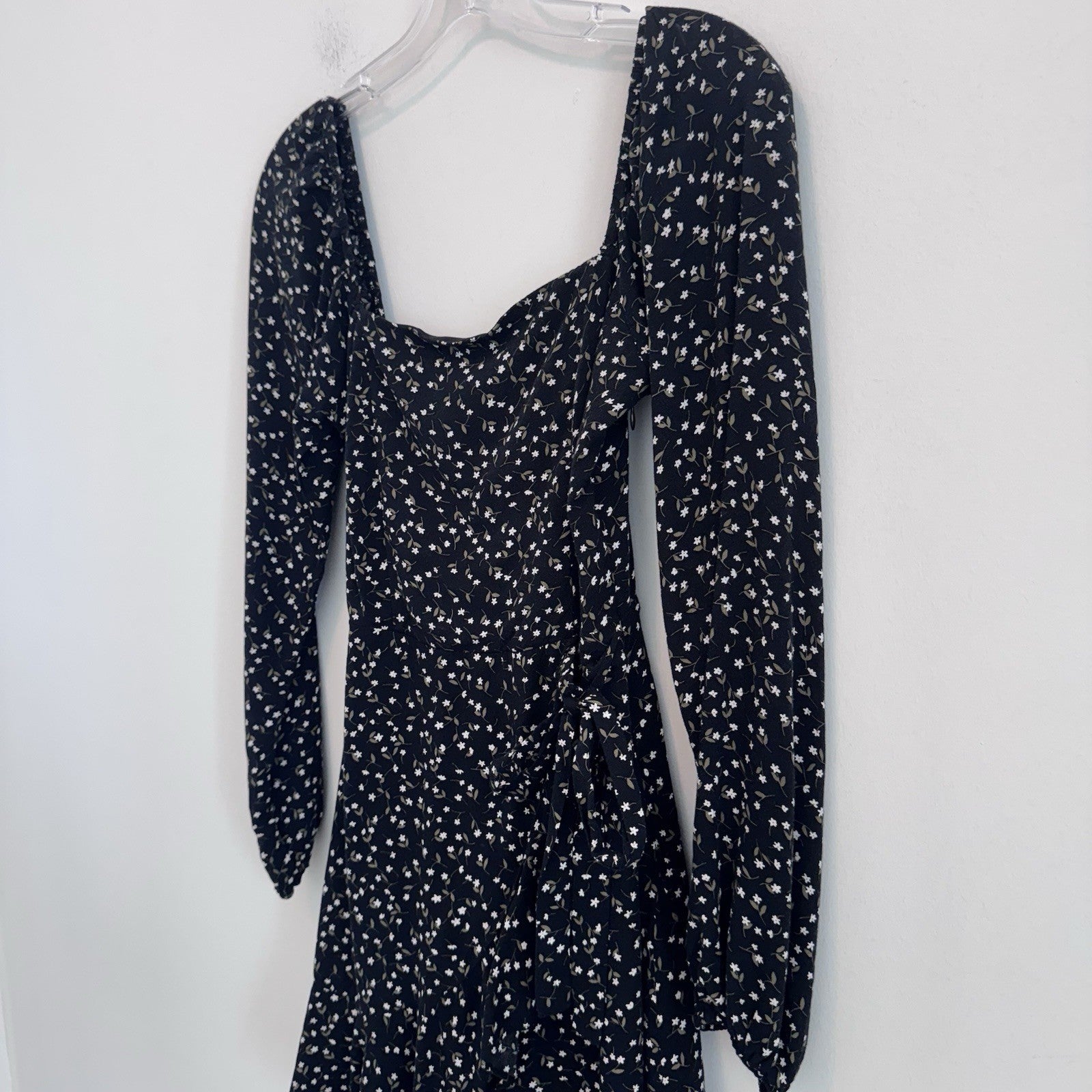 Altar’d State Women Small Floral Mini Dress Black Puff Sleeve Cottagecore