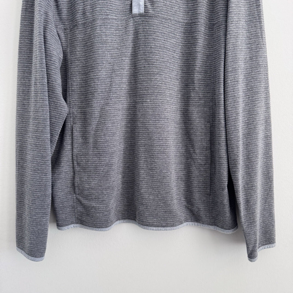 Johnnie-O Mens M Gray Ribbed Henley Pullover Snap Collar Stretch