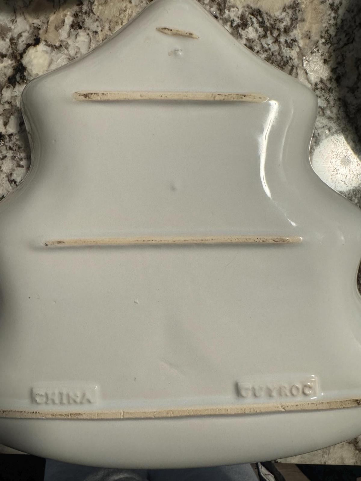 GUYROC Serving Platter Christmas Tree Shape Embossed Cookie Candy Dish 12 3/8”L
