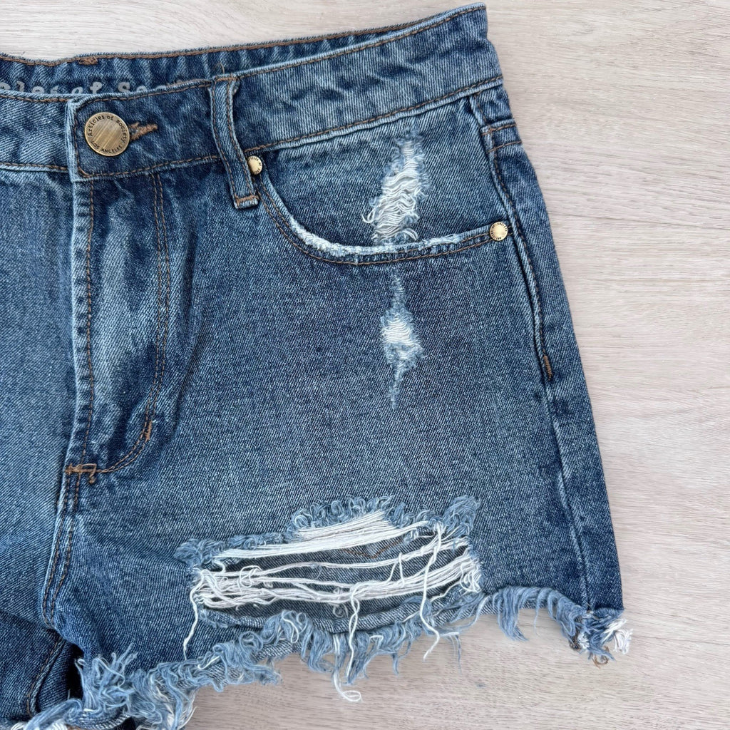 Articles of Society Y2K Distressed Denim Shorts 25 Frayed